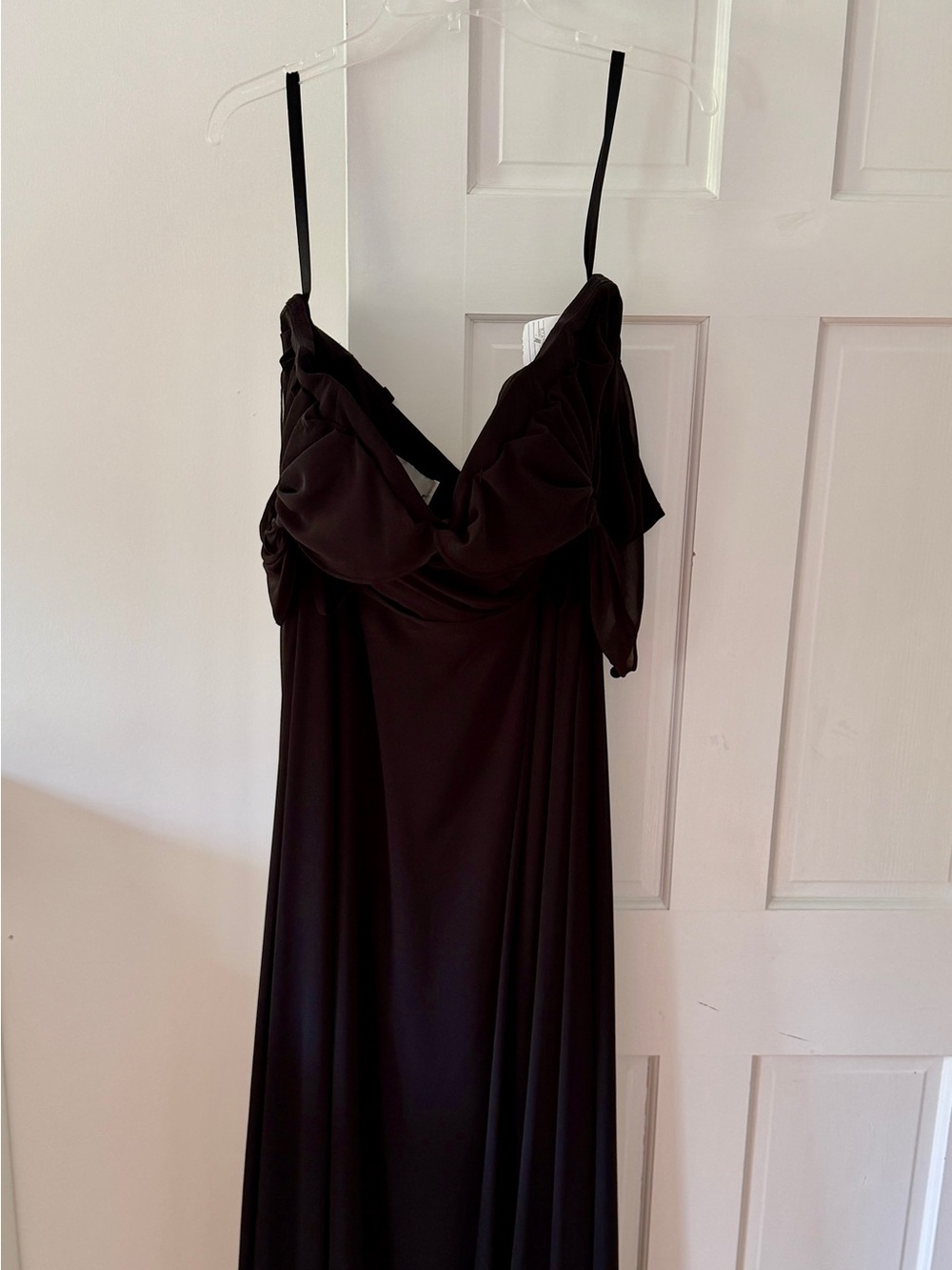 NWT Morilee 21661 Black Chiffon A-Line Formal Dress 18 Slit Keyhole